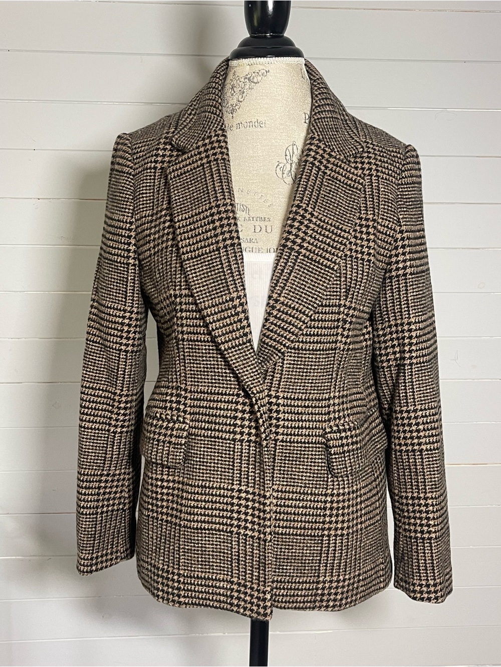 Banana Republic Brown Glen Plaid Wool-Blend Blazer